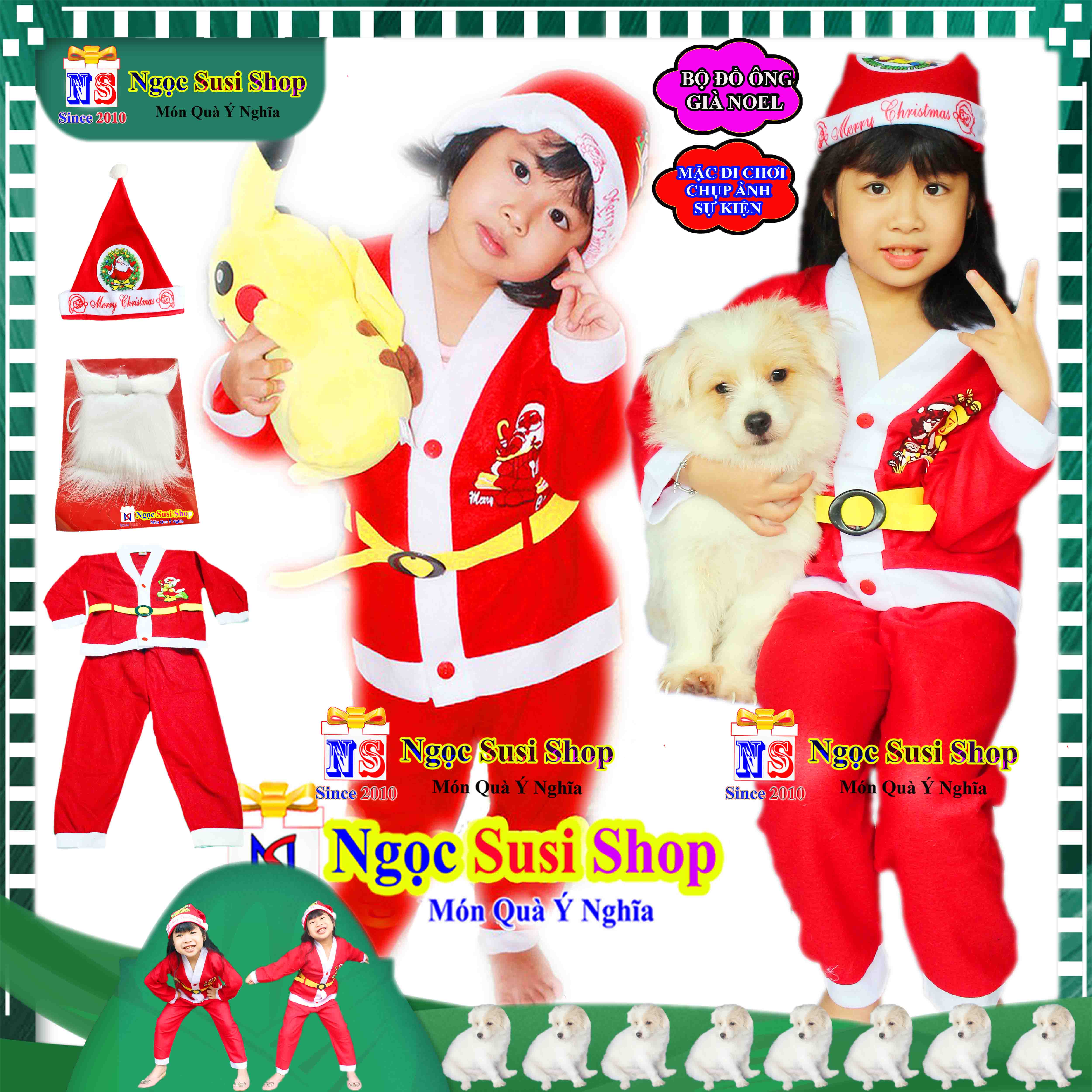 BỘ ĐỒ NOEL CHO BÉ QUẦN ÁO ÔNG GIÀ NOEL CHO BÉ CHẤT VẢI NỈ - TRANG PHỤC NOEL GIÁNG SINH TỪ 1 - 10 TUỔI