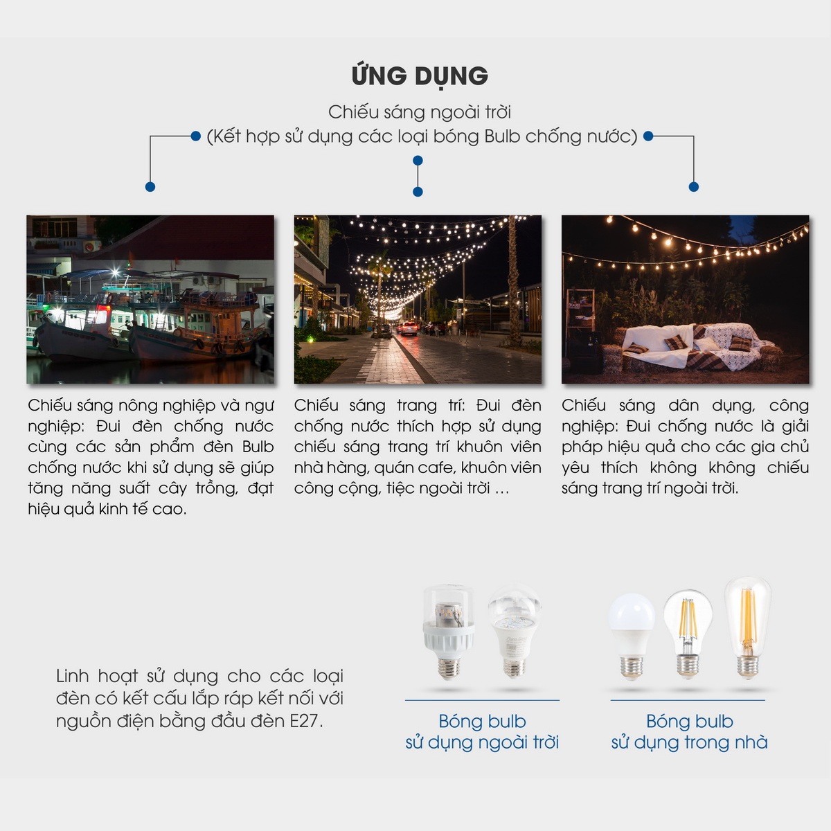 Đui đèn chống nước Rạng Đông E27 IP65 an toàn lắp đặt ngoài trời sân vườn trang trại - Hàng chính hãng