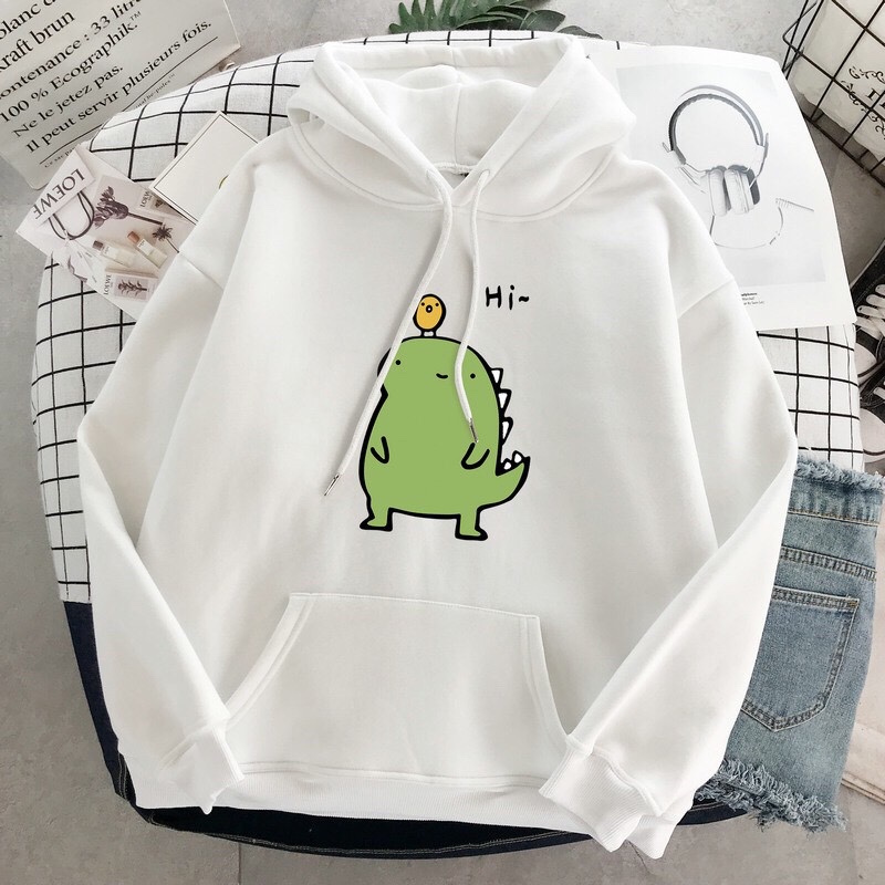 Áo hoodie unisex khủng long SAY HI hot trend Hàn Quốc E057