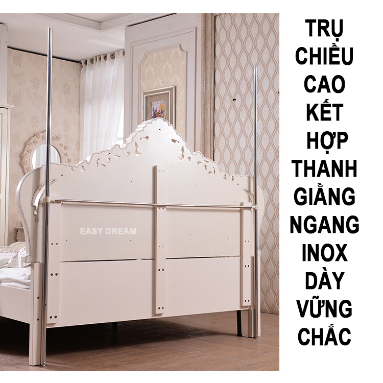 Màn khung không khoan tường  có dây kéo ròng rọc , mùng ngủ cao cấp  , chống muỗi