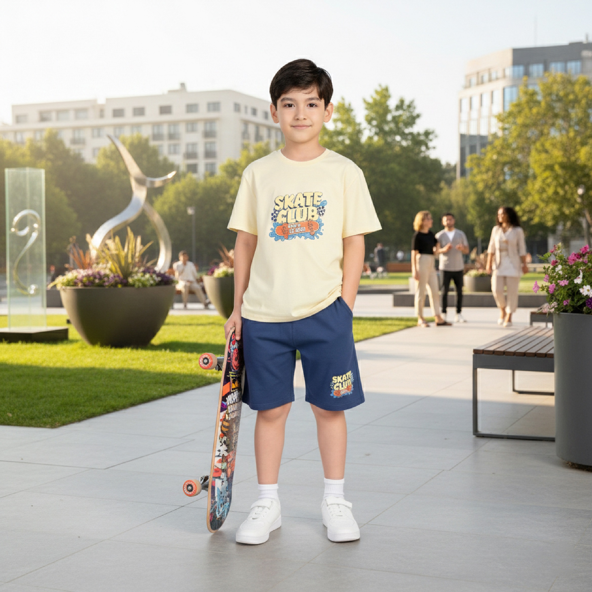 Bộ cộc tay bé trai size đại Bigfox Miss Meow mùa hè mặc nhà vải cotton cỡ trẻ em 3-11 tuổi 25kg 30kg