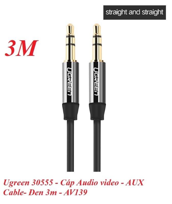 Ugreen UG30555AV139TK 3M màu Đen Cáp âm thanh 2 đầu 3.5mm dương mạ vàng - HÀNG CHÍNH HÃNG