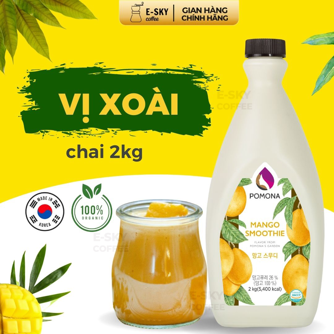 Mứt Xoài Pomona Mango Smoothie Nguyên Liệu Pha Chế Hàn Quốc Chai 2kg