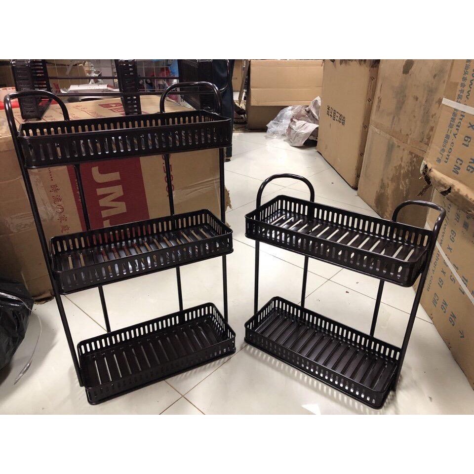 Kệ để gia vị,kệ để đồ nhà bếp,nhà tắm 2 tầng inox đa năng-đen