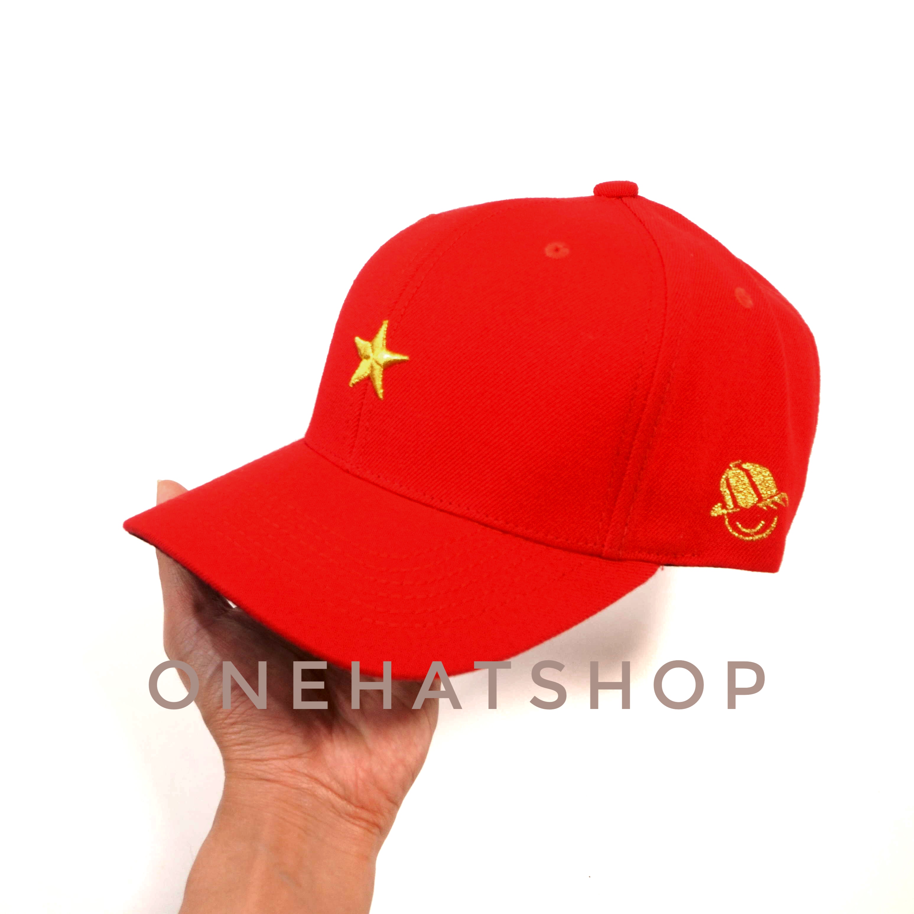 Nón lưỡi trai Ngôi Sao Vàng vải đỏ Brand One Hat