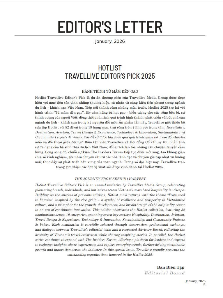ẤN PHẨM HOTLIST TRAVELLIVE EDITOR’S PICK 2025