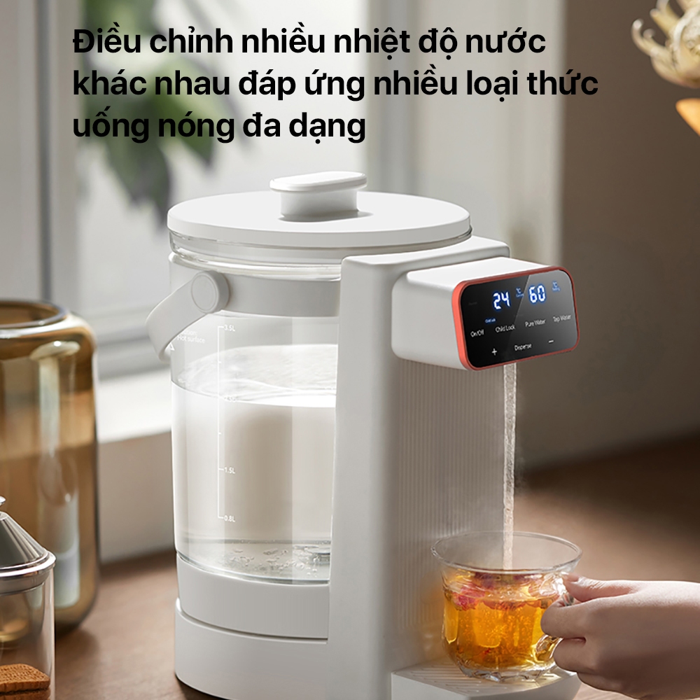 Bình thủy điện đun nước nóng đa năng chính hãng Deerma SH35W tích hợp khử nồng độ Clo, Công suất lớn - Hàng chính hãng