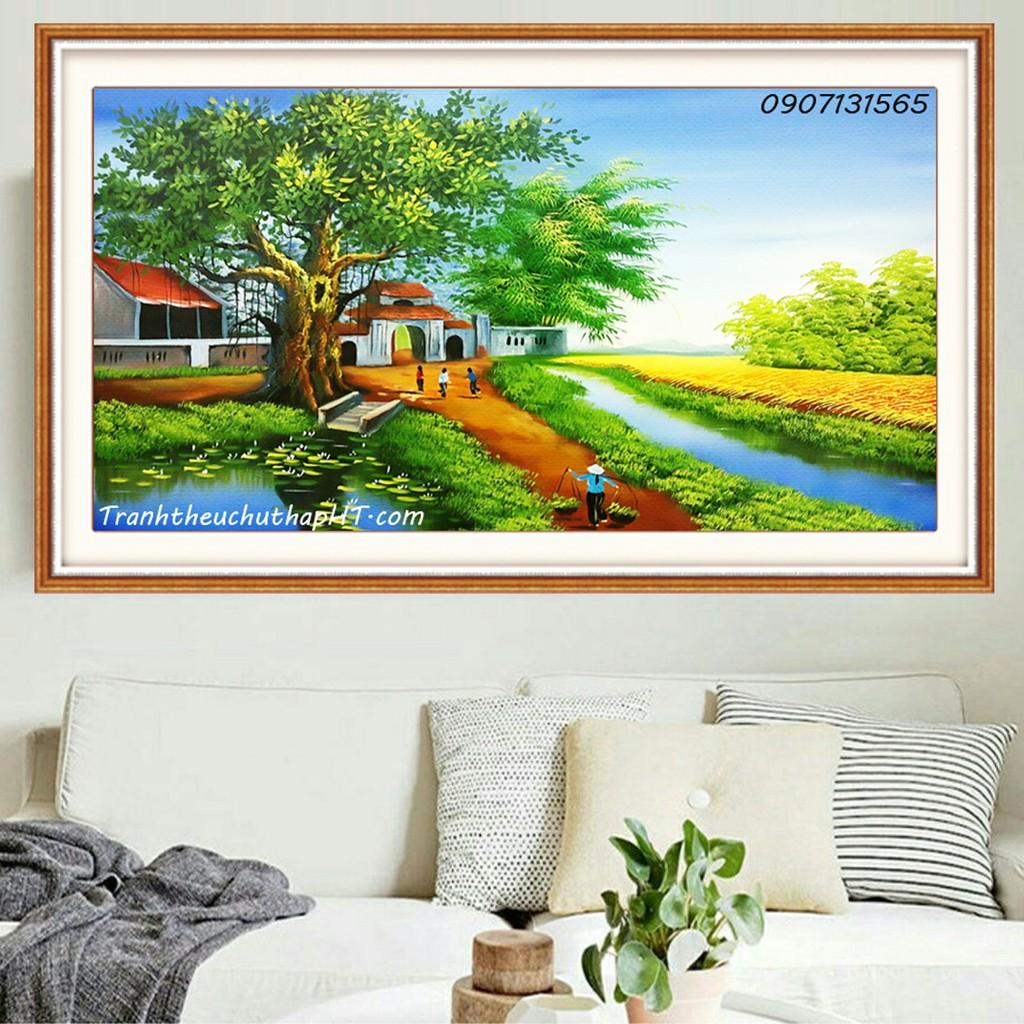 Tranh thêu chữ thập quê hương thanh bình LV3049 - size 48*57cm