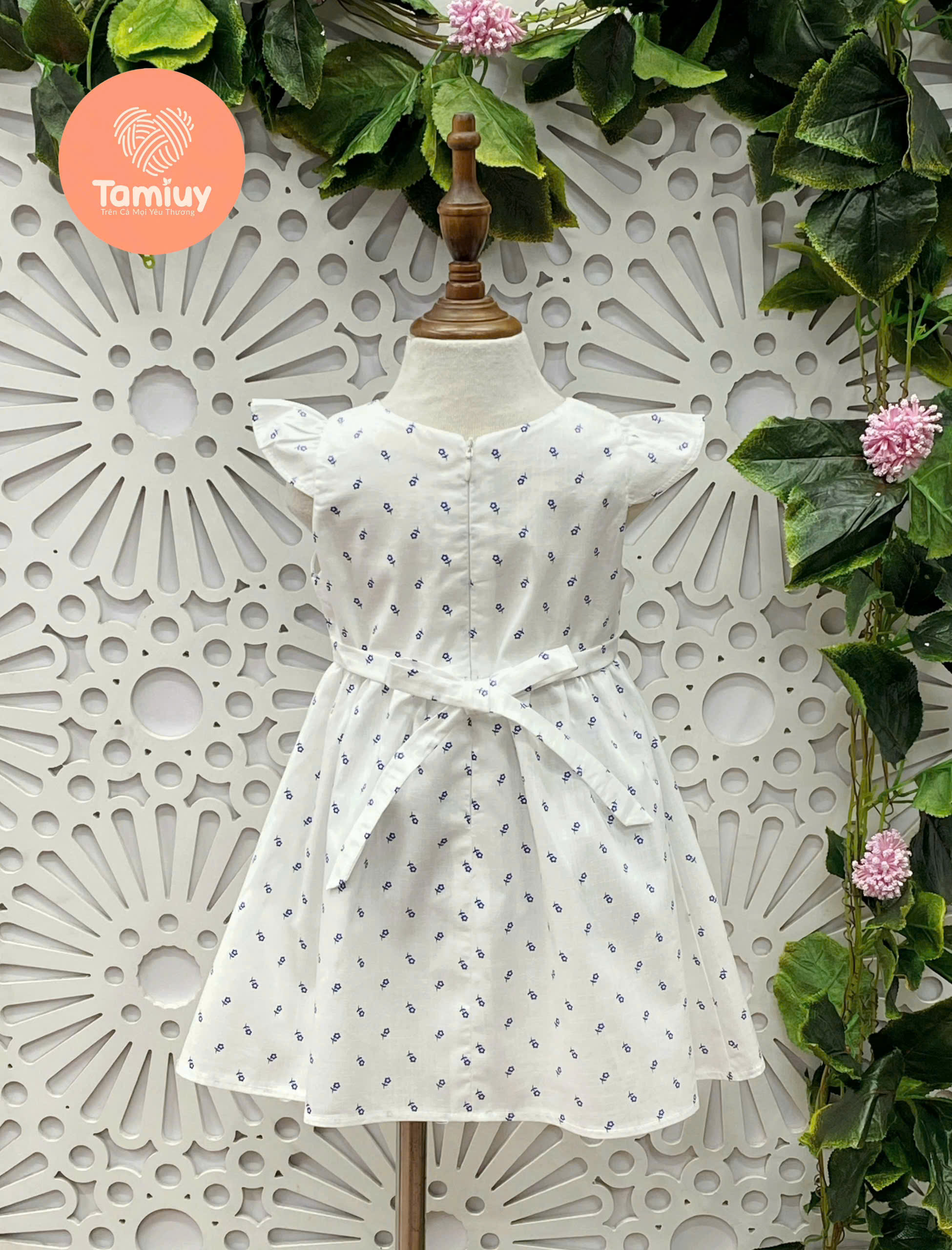 Đầm Xoè Bé Gái  Tamiuy Thêu Trụ Tay Cánh Tiên Size 10-40 kg