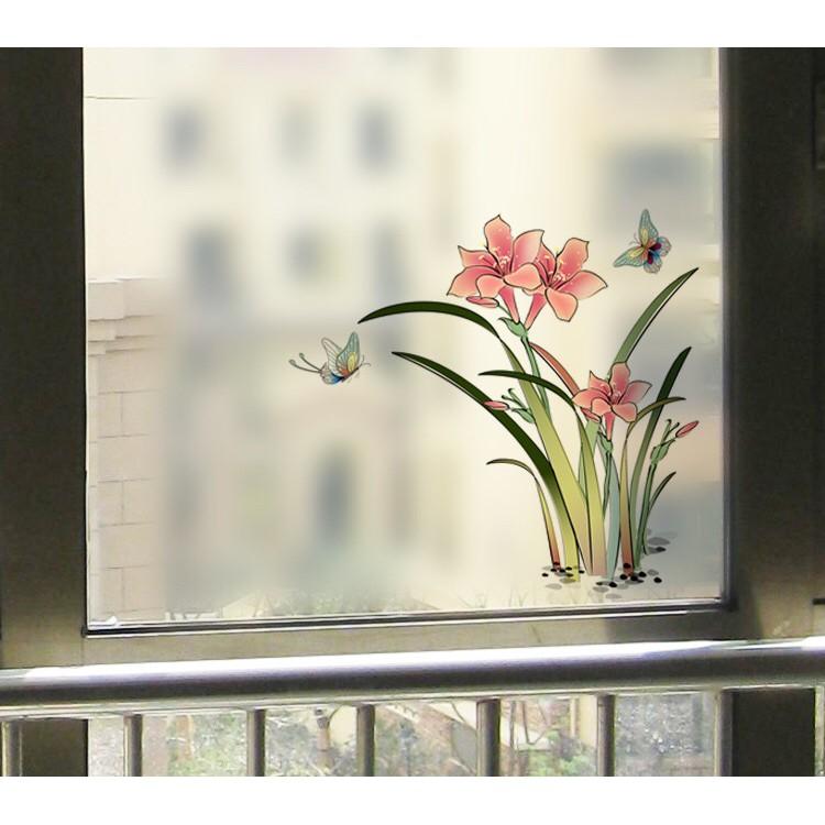Decal trang trí Kính Cao Cấp - Hoa Ly Đỏ