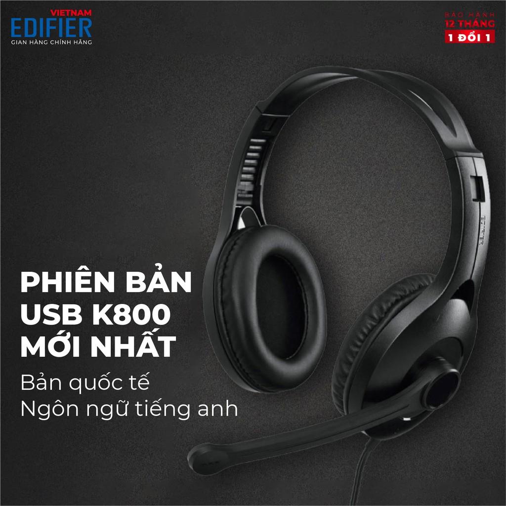 Tai nghe chụp tai có mic EDIFIER USB K800 Chống ồn Chân cắm USB - Bảo hành 12 tháng 1 đổi 1 - Hàng chính hãng