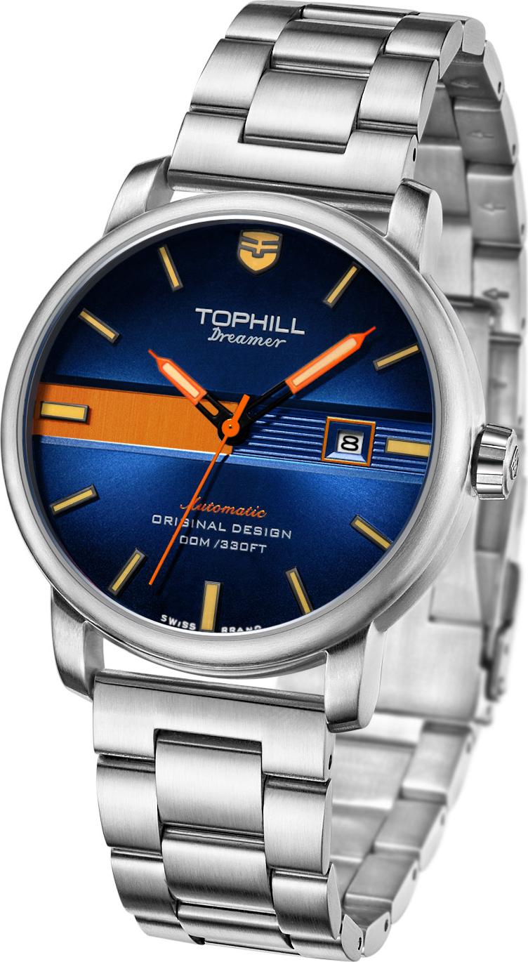 Đồng hồ nam lặn biển dây da và dây thép TOPHILL TD002G.S1358