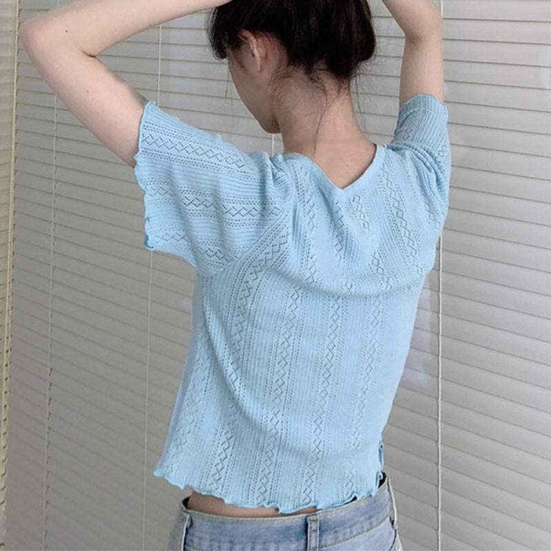 Áo Cardigan Dệt Kim Tay Ngắn Thời Trang Mùa Hè Cho Nữ