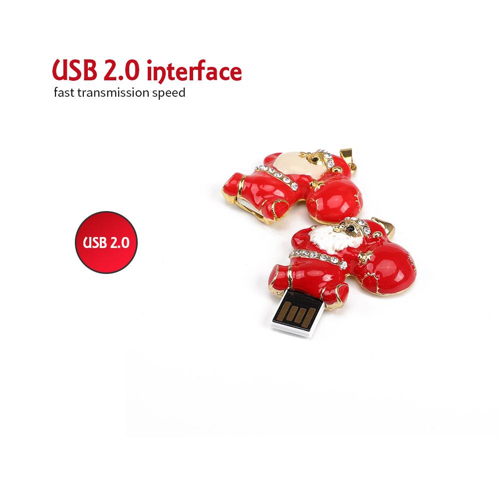Ổ đĩa Creative Christmas U Disk Portable USB 2.0 Truyền tốc độ cao U Disk Crystal Santa Claus 64GB