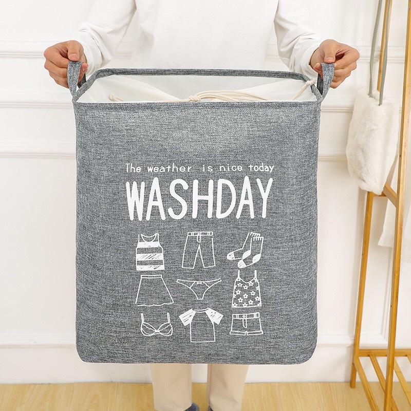 Giỏ Đựng Quần Áo Bằng Vải Cỡ Lớn, Túi Đựng Chăn Màn Đa Năng WASHDAY Có Thể Gấp Gọn Vintage Xinh Xắn