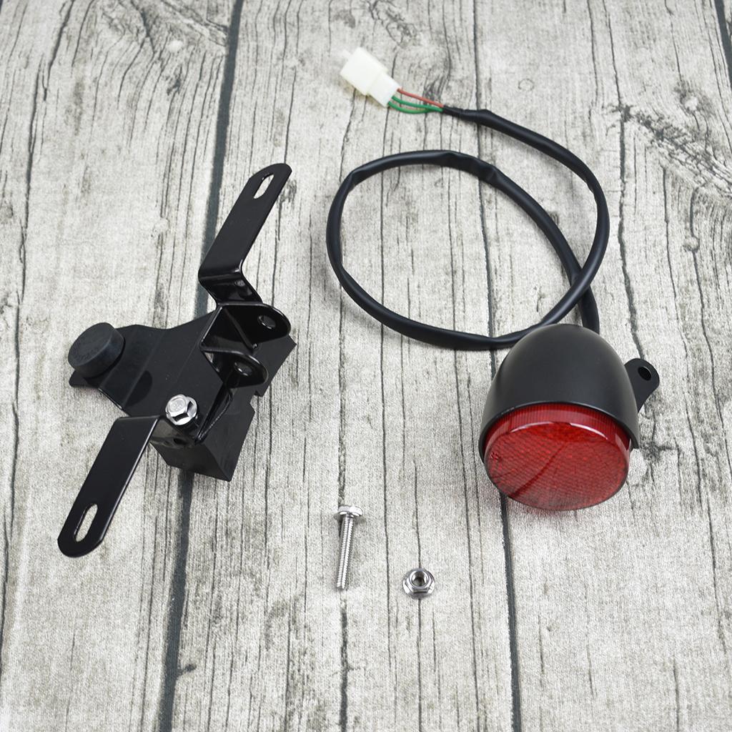 1pc Motorcycle Round Tail Lights Brake Stop Running Light License Plate Holder