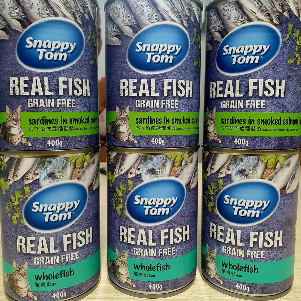 COMBO 5 Lon Pate Siêu Cá Cho Mèo Trưởng Thành Snappy Tom Real Fish Grain Free 400g - YonaPetshop