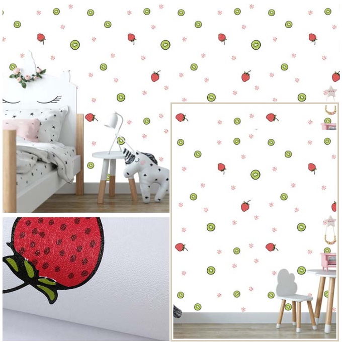 Combo 10 mét giấy dán tường, decal dán tường trang trí nhà cửa KIWI TRẮNG khổ 45cm