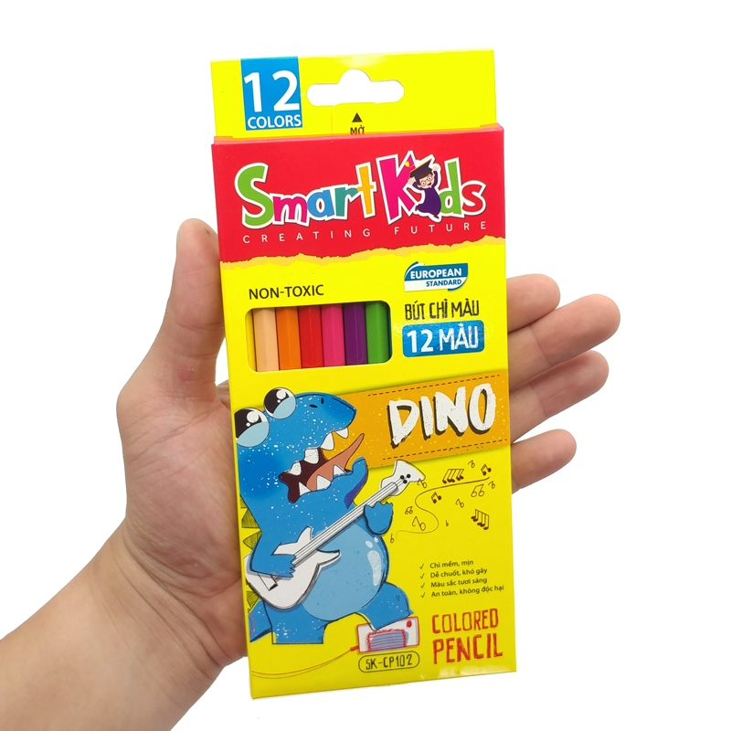Hộp 12 Bút Chì Màu Smart Kids Dino SK-CP102
