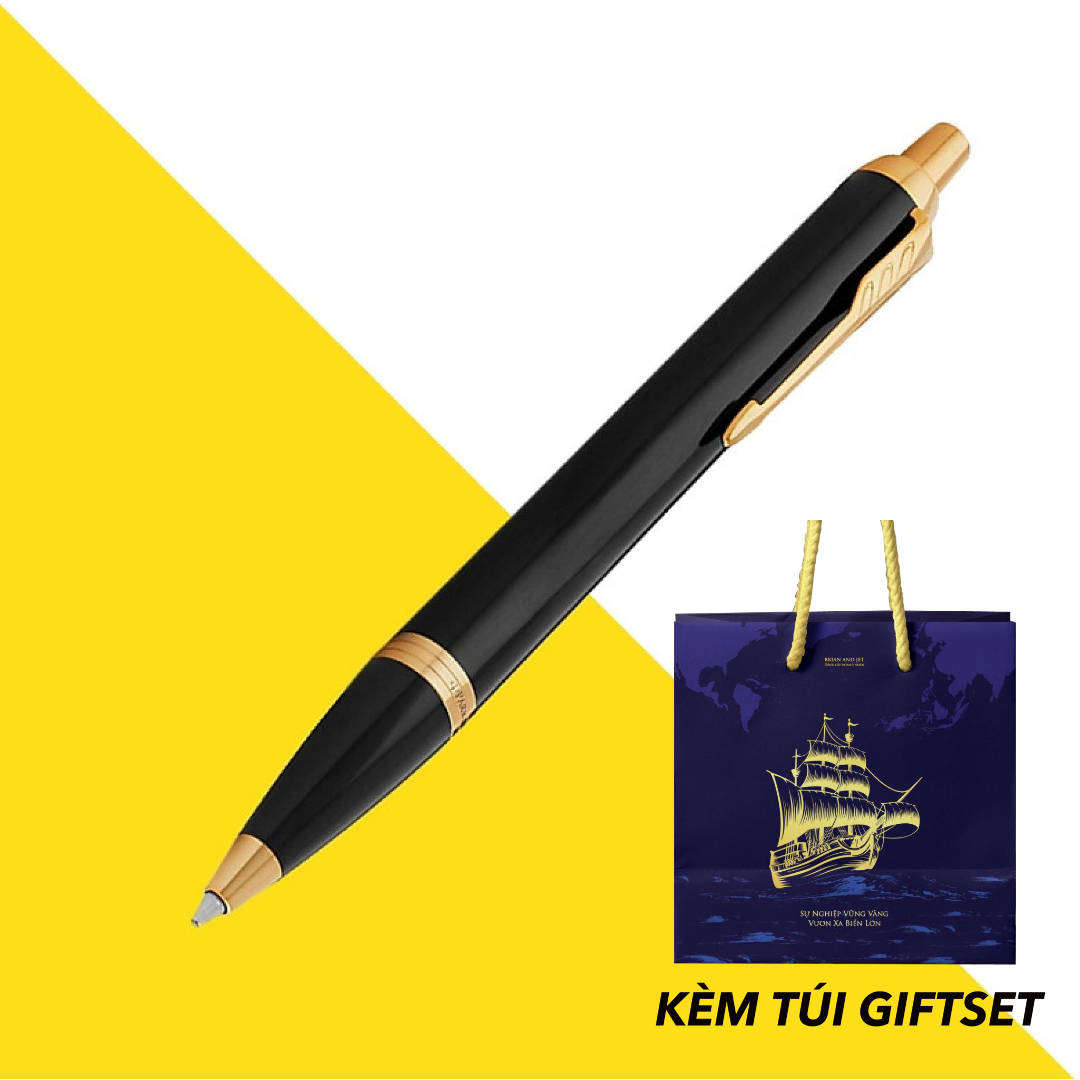 Bút Bi Parker  IM Black Lacquer Kèm Túi Giftset B&amp;J Cao Cấp dành cho doanh nhân, khẳng định đẳng cấp cá nhân B&amp;J