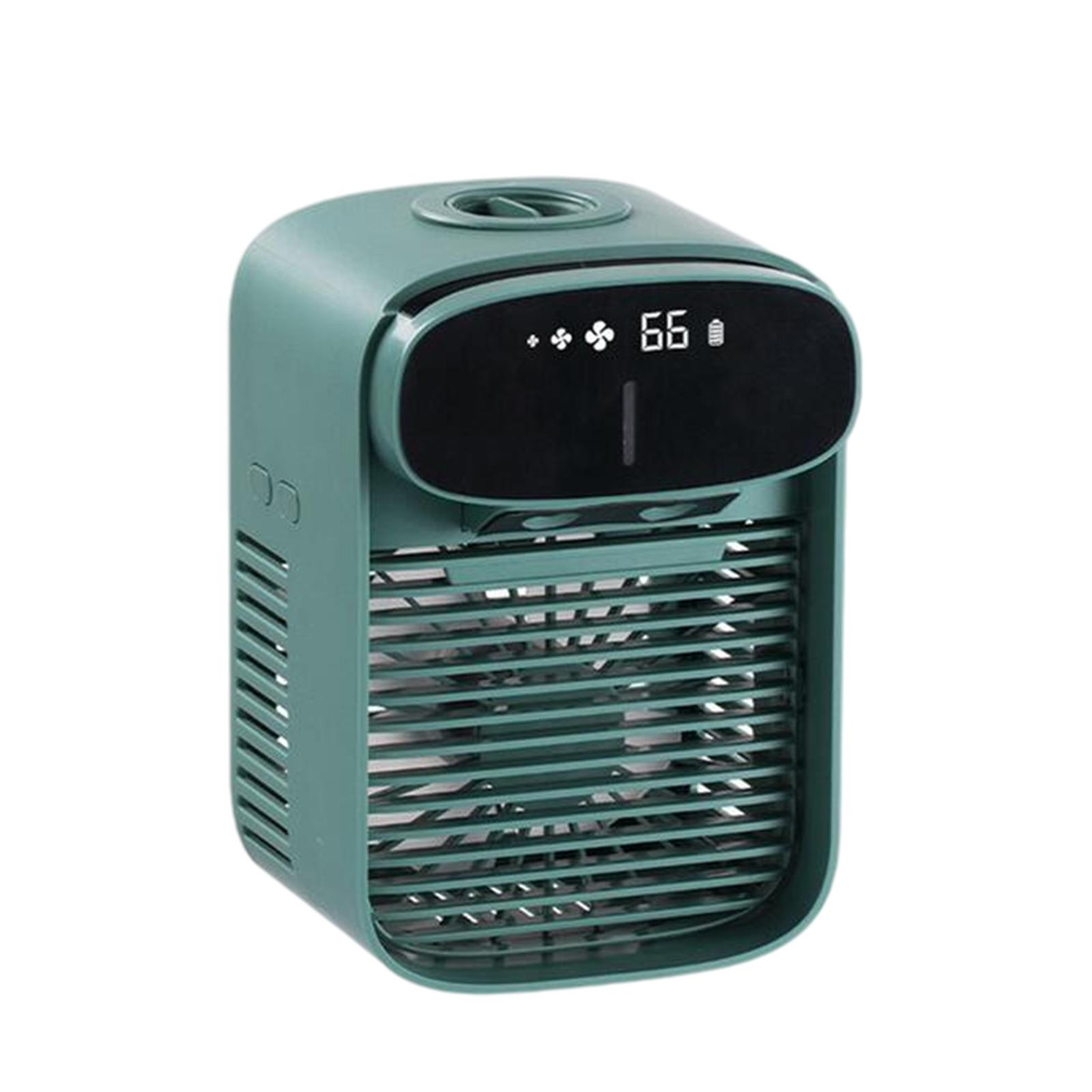 Portable Air Conditioner Cooler, Noiseless Fan USB Rechargeable Desk Fan with 3 Speeds, LED Display, Office Cooler Humidifier for Home Dorm Car
