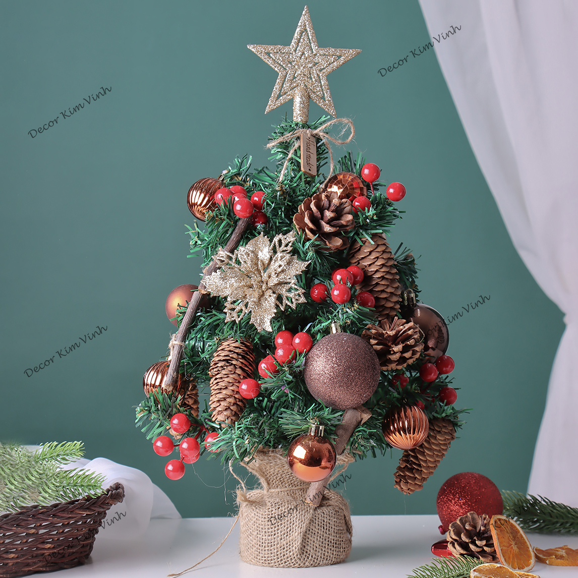 Cây Thông Noel Hàn Quốc THQ20 40cm Cây Thông Vintage Trang Trí Giáng Sinh