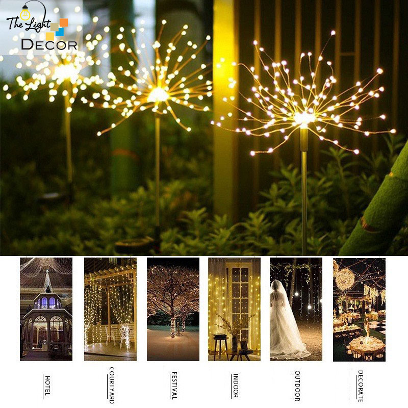 Đèn led năng lượng mặt trời DIY The Ligh Decor Trang Trí Sân Vườn, Con Đường Chống Thấm Nước Sân Bãi Cỏ 120 Led