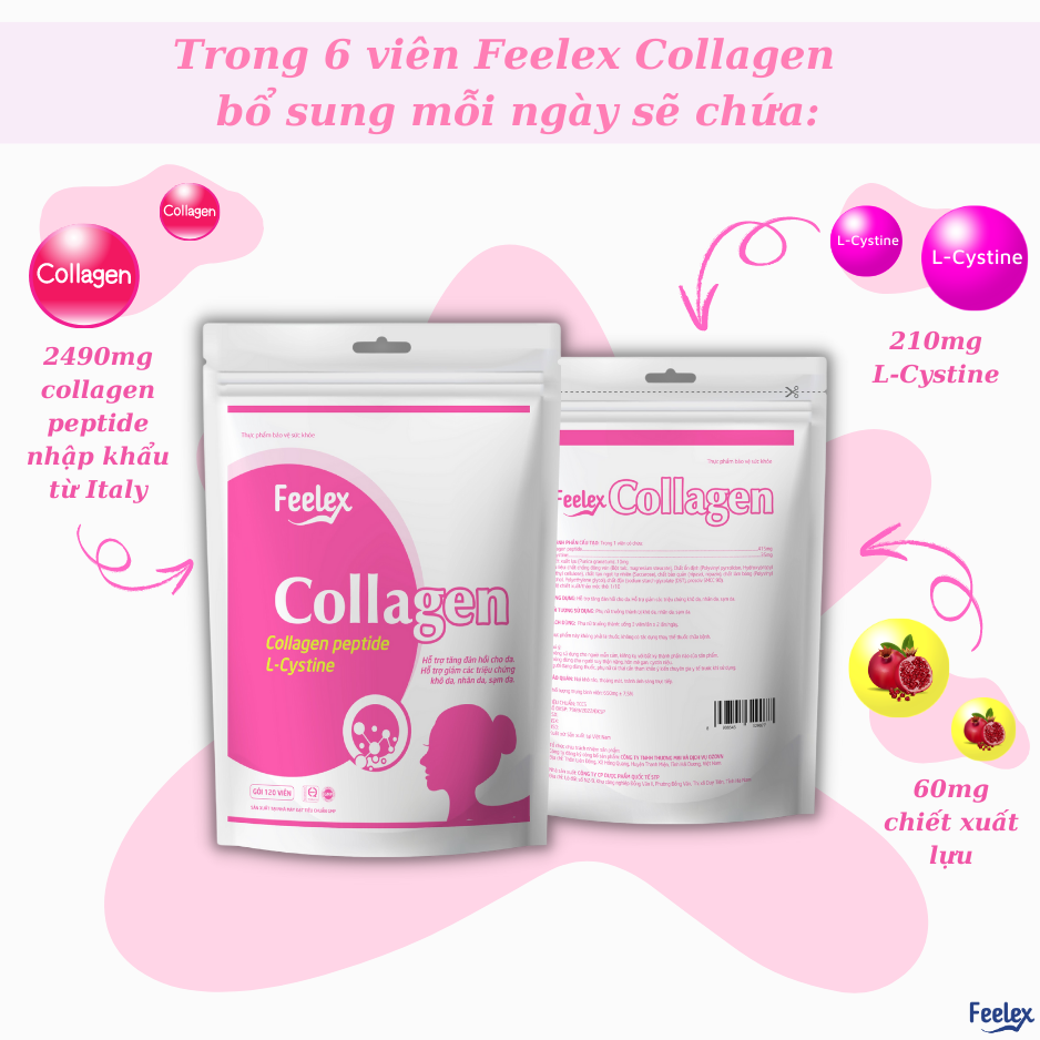Viên uống Feelex Collagen giúp làm đẹp da, chống lão hóa gói 120 viên