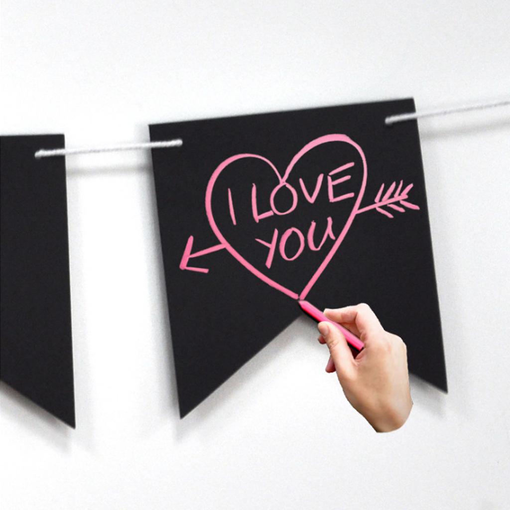 Wooden Chalkboard Pennant Flag DIY Banner Garland Party Decor