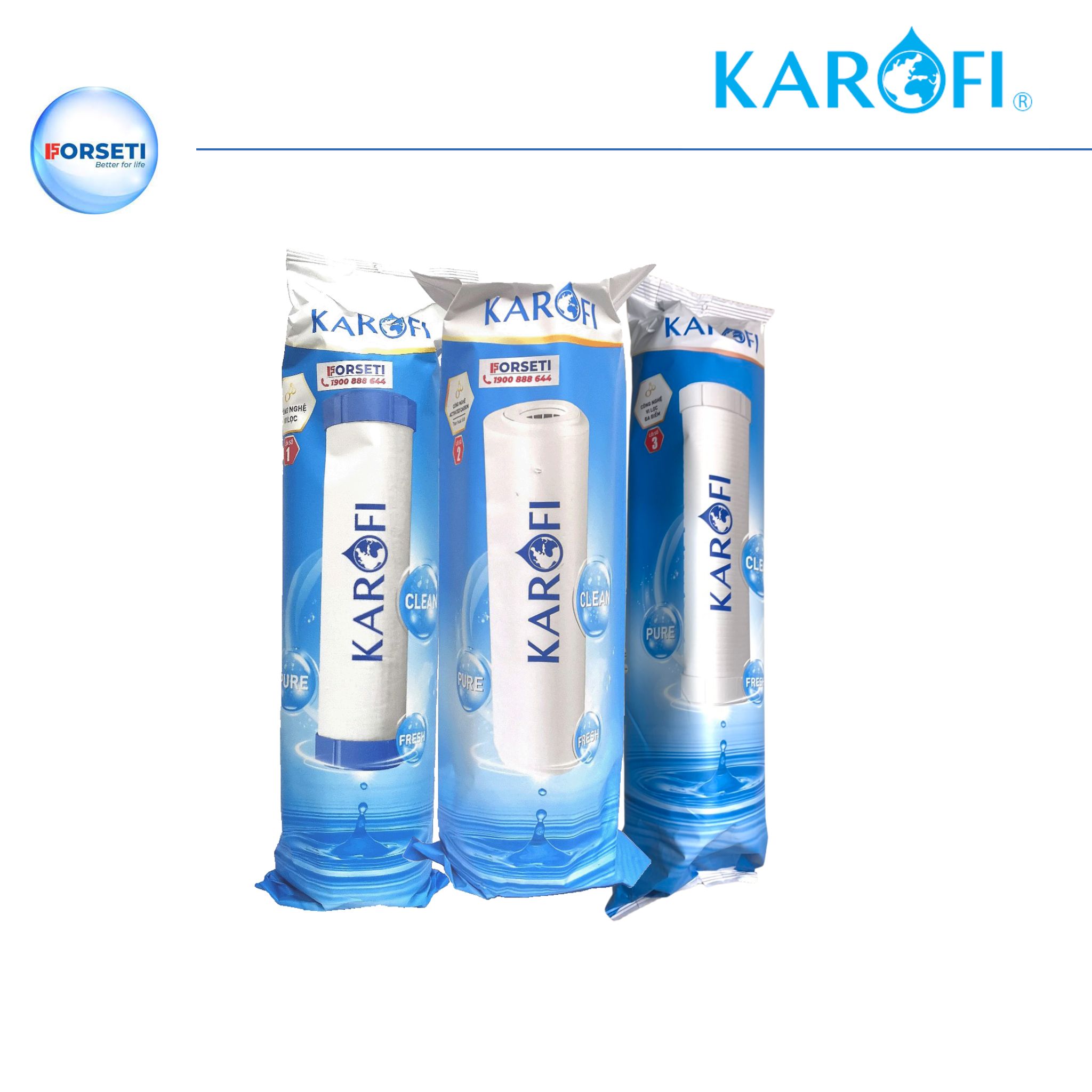 Bộ 10 lõi lọc nước Karofi bộ lõi lọc thô 123 SmaxPro V, màng RO 100 Hàn và bộ hiệu suất HP6.2 dành cho máy lọc nước Karofi model KAQ-X16 - Hàng chính hãng