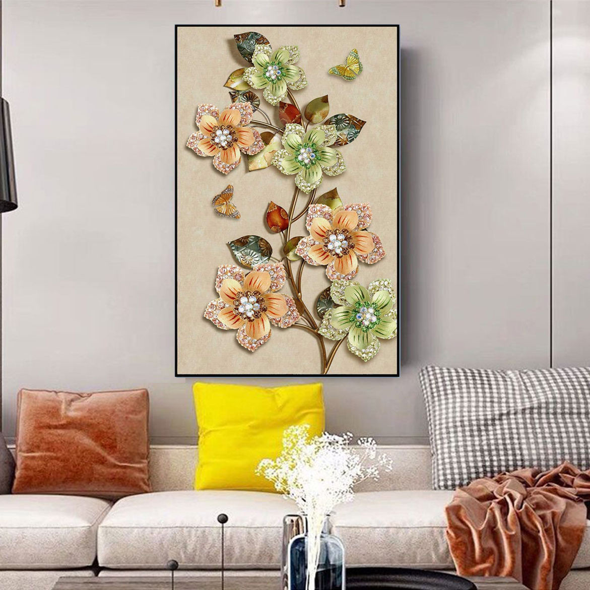 Tranh Canvas In Sắc Nét Không Phai Màu - Tranh Cô Gái Và Hoa Xinh Đẹp