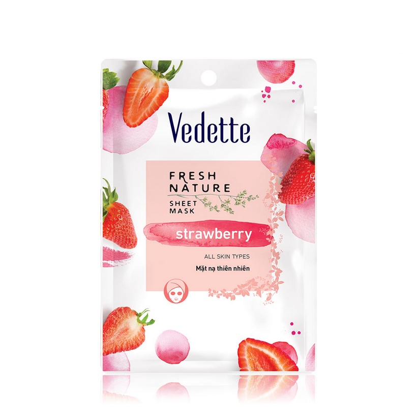 Mặt nạ giấy dâu tây Vedette Fresh Fruit Facial Mask Strawberry 22ml