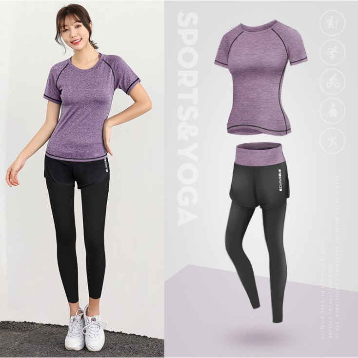 Bộ Đồ Tập Gym Nữ Trẻ Trung 2 Món - Set Quần Áo Tập GYM YOGA Nữ - Tím - 2XL
