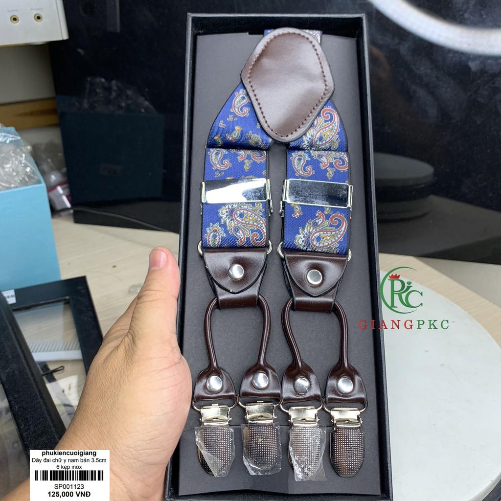 Đai chữ Y nam khổ 3.5cm hoa văn thời trang