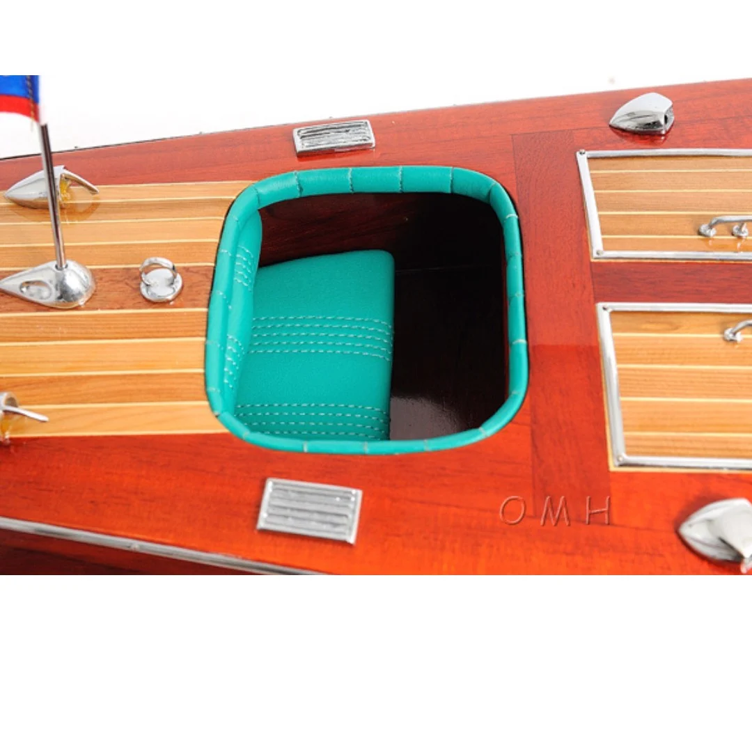 Mô hình cano CHRIS CRAFT TRIPLE COCKPIT cao cấp, mô hình thuyền gỗ tự nhiên sang trọng lắp ráp sẵn 1st FURNITURE