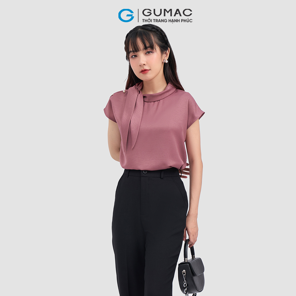 Áo kiểu GUMAC AC12031 nơ kiểu phối ngọc thanh lịch