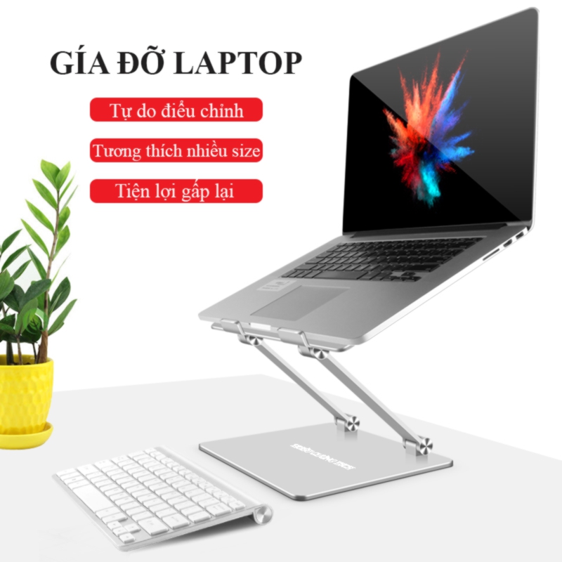 Giá Đỡ Laptop Đế Tản Nhiệt Laptop Để Bàn Chất Liệu Hợp Kim Nhôm Cao Cấp Tản Nhiệt – Nâng Hạ Điều Chỉnh Độ Cao - Gấp Gọn Cho Kích Cỡ 10-18 Inches Hàng Chính Hãng