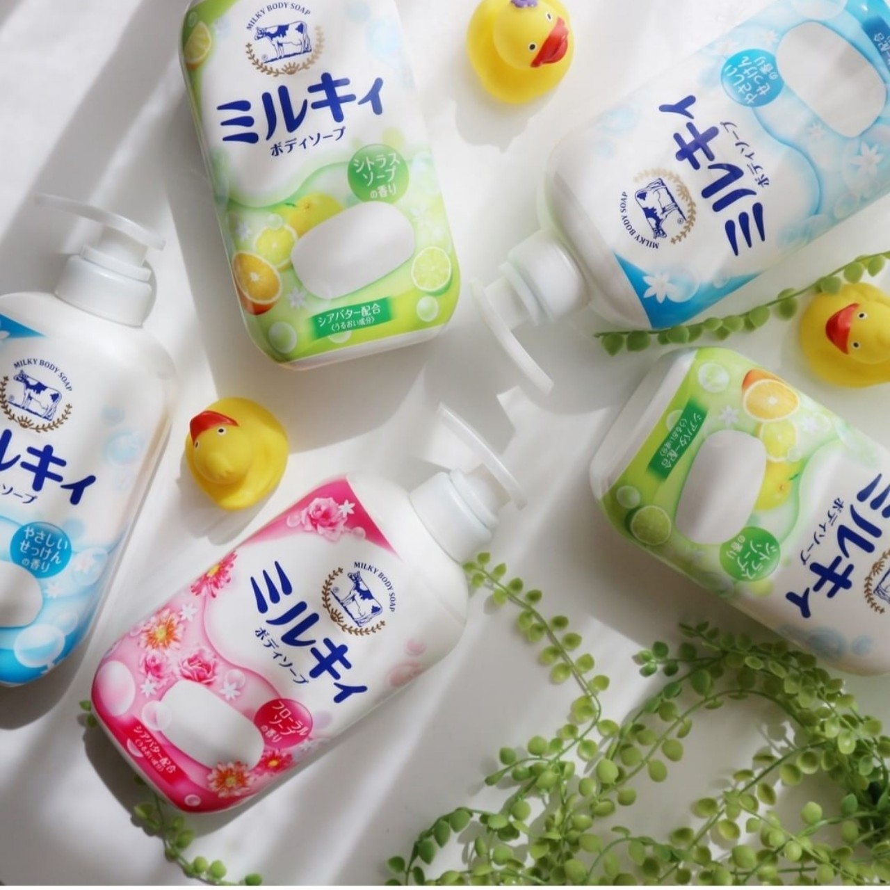 Sữa Tắm Dưỡng Trắng Mịn Da Hương Hoa Hồng Cow Milky Body Soap Floria Chiết Xuất Sữa Bò Tươi 550ml (Combo 550ml Và Set 24ml)