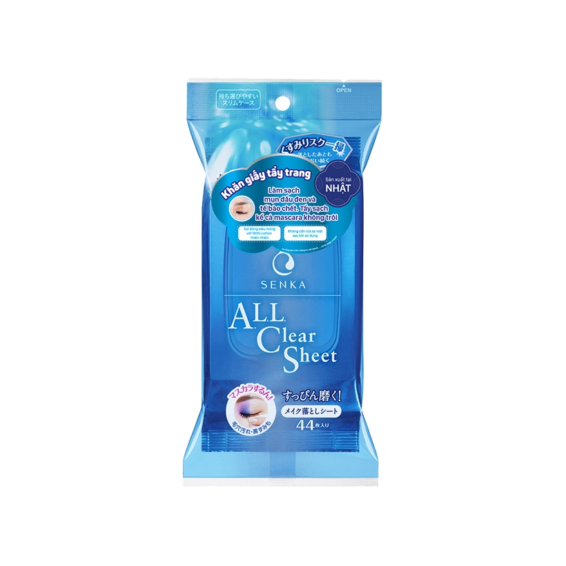 Bộ sản phẩm Senka làm sạch và chống nắng dành cho da mụn (Senka A.L.L.Clear Water Fresh 230ml + SRM Acne Care 100g + Senka Perfect UV Essence 50g) - Tặng Khăn giấy tẩy trang Senka 44 miếng