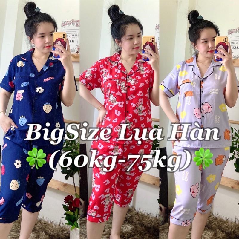 Đồ Bộ Pijama Lụa Hàn BigSize Lửng (60kg-75kg)_P1