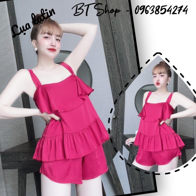 Đồ ngủ mặc nhà lụa latin đùi màu trơn freesize 42-57kg