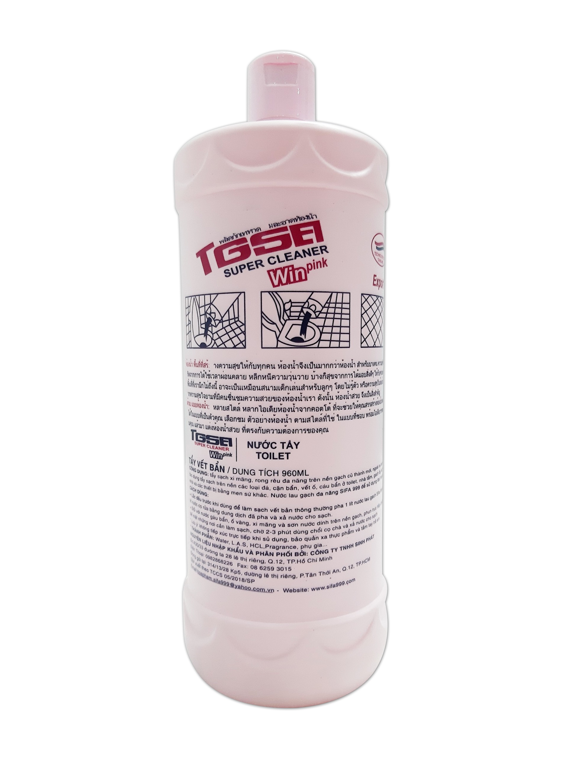 Nước Tẩy Gạch Xi Măng Nhà Tắm Toilet Đa Năng TGSA Super Cleaner Pink 960ml