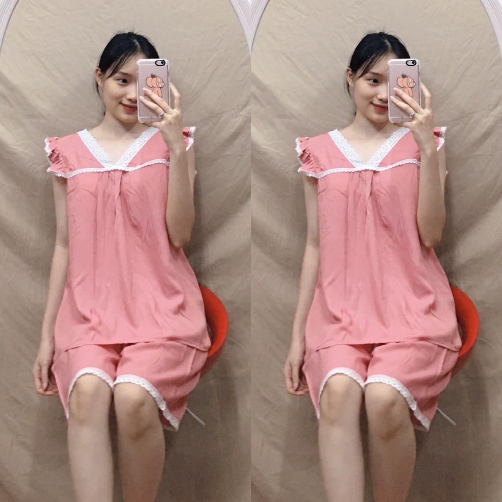 Bộ đồ bầu thời trang mặc nhà mùa hè chất đũi mát