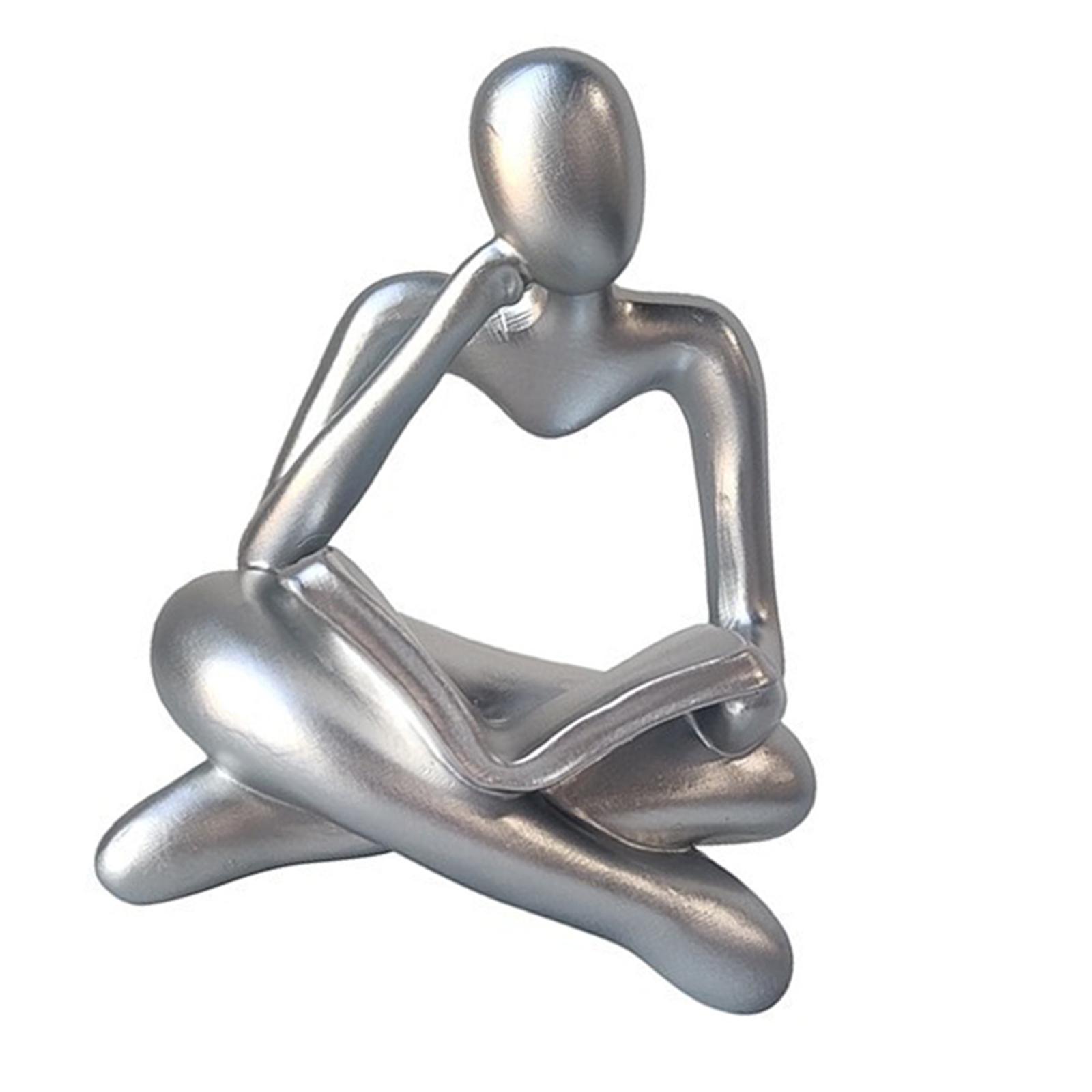 2Pcs Abstract Thinker Statue Tabletop Sculpture for Home Decor