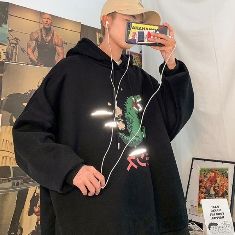 Áo hoodie tay dài in hình khủng long phản quang 3 màu sắc thời trang dành cho nam