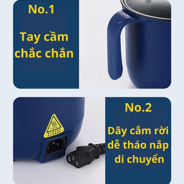 Nồi Lẩu Điện 2 NẤC NHIỆT Kèm Giá Hấp Có Tay Cầm Tiện Dụng 1,8L Ca Nấu Mỳ Mini 2 Tầng Cao Cấp