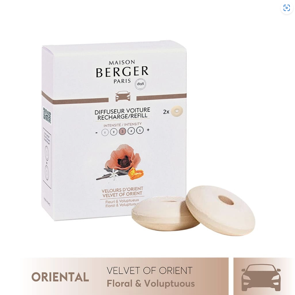 Maison Berger - Bộ tinh dầu xe hơi hương Velvet of Orient - 2 cái