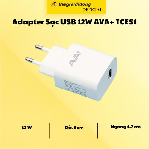 Adapter Sạc USB 12W AVA+ TCES1 Trắng - Hàng Chính Hãng