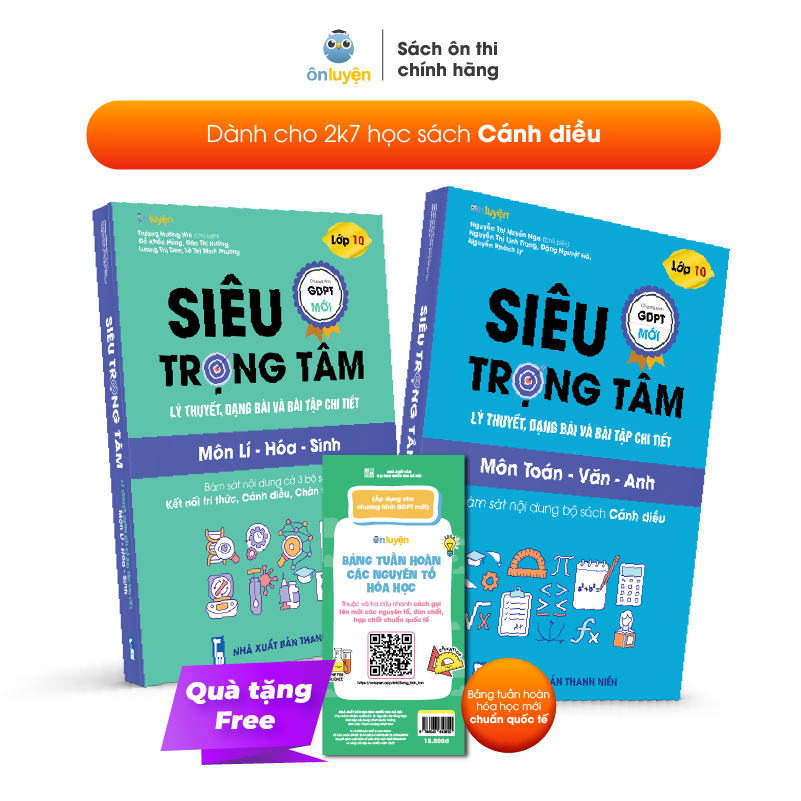 Lớp 10 (bộ Cánh diều) Combo 2 sách Siêu trọng tâm Toán-Văn_Anh và Lí-Hóa-Sinh [Nhà sách Ôn luyện]