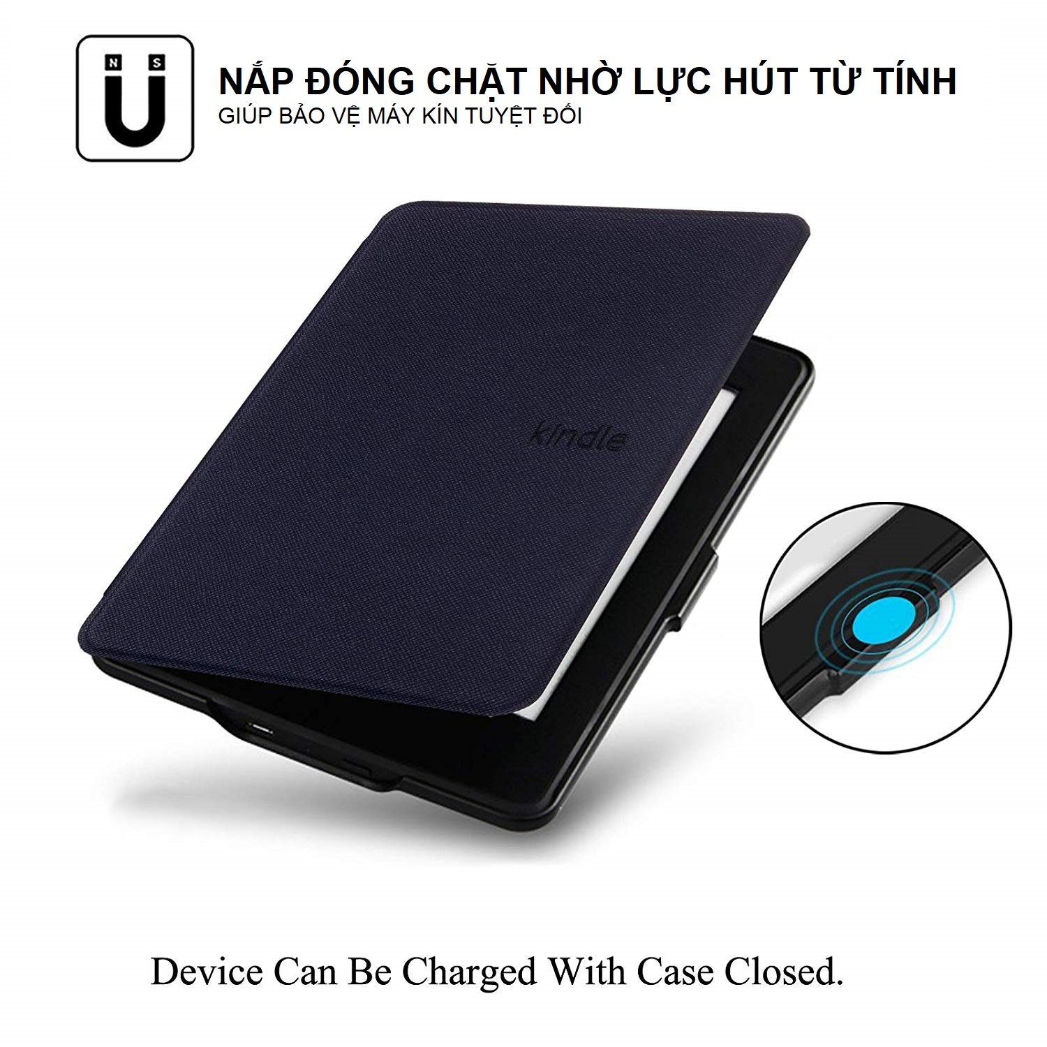 Bao Da Case Cover Cho Máy Đọc Sách Kindle 2019 Màu Xanh
